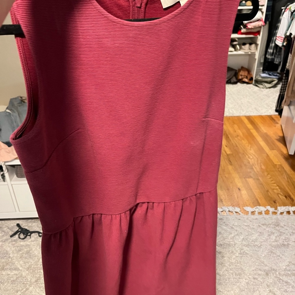 LOFT Sleeveless Burgundy Ribbed Dress